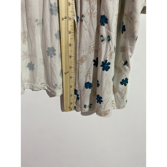 Lands End Cardigan 3X Cream Floral Liquid Knit Travel Office Open Duster Topper - Picture 11 of 12